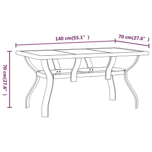 Berkfield Garden Table Brown and Black 140x70x70 cm Steel and Glass