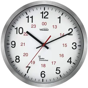 Radio Controlled Wall Clock (Official UK & Ireland Version), Premium Quality, Silver Aluminium Case 30cm,