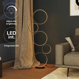 GoodHome Samana 5 rings Matt black LED Floor lamp