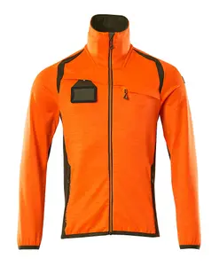 Mascot Accelerate Safe Microfleece Jacket with Half Zip (Hi-Vis Orange/Moss Green)  (Small)