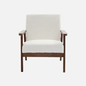 sweeek. Armchair and 2-seater sofa in hevea wood Isak boucle set Off-White Boucle 114x69.5x73 cm