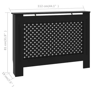 Berkfield Radiator Cover Black 112x19x81 cm MDF