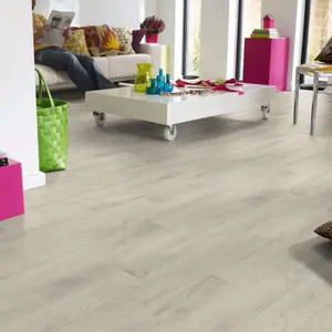 White Modern Wood Effect Anti-Slip Vinyl Flooring For Kitchen, Bathroom, 2.6mm Thick Vinyl Sheet-4m(13'1") X 2m(6'6")-8m²