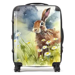 Hare And Daisies Watercolour Suitcase - Large