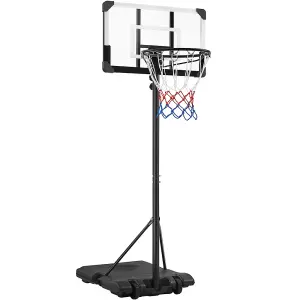 Yaheetech Black Portable Basketball System with Adjustable Height Pole and Wheels 71.6cmL x 45.7cmW