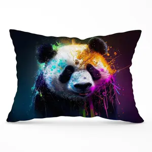 Panda Face Splashart Colourful Cushions 33cm x 48cm