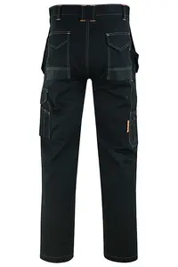 MS9 Men's Work Cargo Trousers Pants Jeans Comes with Multi Functional Pockets T5, Black - 34W/30L