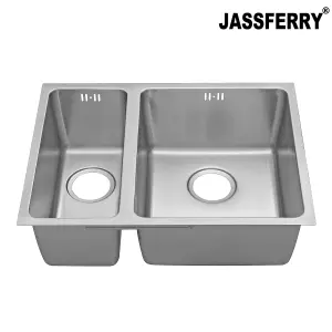 JASSFERRY Undermount Stainless Steel Kitchen Sink 1.5 Bowl Lefthand Smaller Bowl