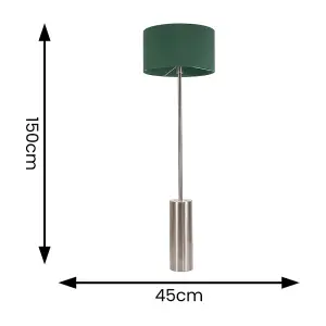 ValueLights Lexy Brushed Chrome Rotary Dimmer Switch Floor Lamp with Forest Green Drum Shade