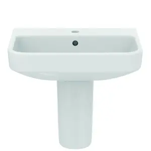 Ideal Standard i.life S Gloss White Rectangular Wall-mounted Semi-pedestal Basin (H)48.5cm (W)50cm