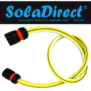 Garden Hose Pipe, Outdoor Tap to Reel Connection Set, 4 Layer Non-Toxic 1/2" Hose (Yellow, 2 m / 6.56 ft + 2 Quick Connectors)