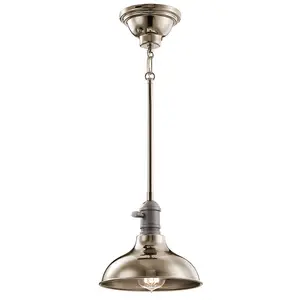 Elstead Cobson 1 Light Mini Dome Ceiling Pendant Light Polished Nickel, E27