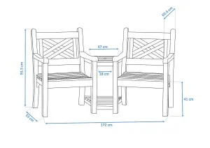 Winawood Speyside Wood Effect Love Seat - Duck Egg Green