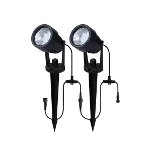 Litecraft Sitka Black 3W LED Outdoor 2 x Spike Light Kit