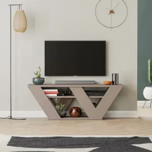 Decortie Pipralla Modern TV Stand Unit with Shelves for Up to 43" TVs Mocha Grey 110cm