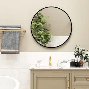 COSTWAY 60 CM Round Bathroom Mirror LED Lights Vanity Mirror with Anti-Fog Design