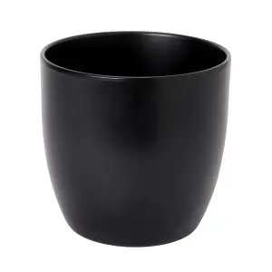 Verve Black Ceramic Plant pot (Dia) 21cm, (H)20cm, 5.3L