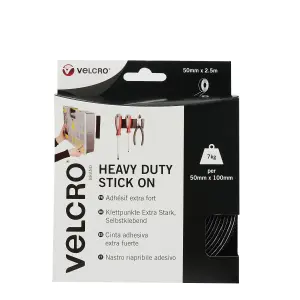 Velcro brand Black Hook & loop Tape (L)2.5m (W)50mm