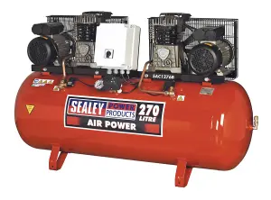 Sealey Air Compressor 270L Belt Drive 2 x 3hp with Cast Cylinders SAC1276B