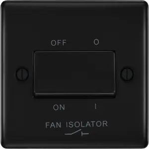 BG Nexus Metal Matt Black Triple Pole Fan Isolator Switch, 10A