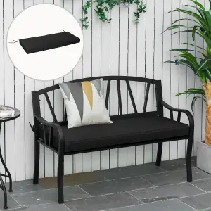 Outsunny Garden Bench Cushion 2 Seater Seat Pad Indoor& Outdoor Use Black