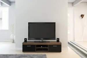 Birlea Edgeware TV Unit Walnut & Black