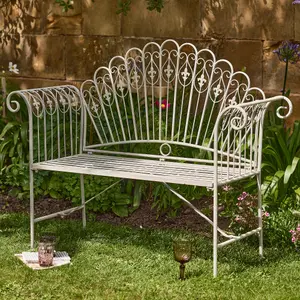 Vintage Style Grey Iron Outdoor Garden Furniture Bench