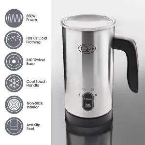 Quest Hot & Cold Electric Milk Frother - Stainless Steel