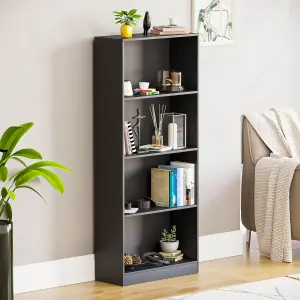 Vida Designs Cambridge Black 4 Tier Large Bookcase Freestanding Shelving Unit (H)1400mm (W)600mm (D)240mm