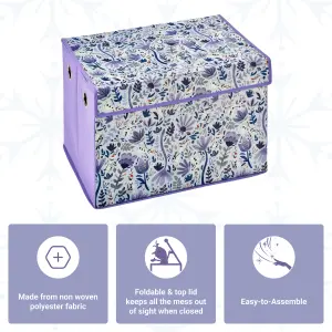 Disney Frozen Large Fabric Storage Box with Flip-Top Lid - Durable, Collapsible Toy Chest for Kids' Books, Treasures & Toys