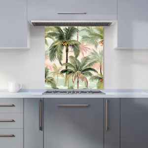 Palm Trees Pattern Premium Glass Kitchen Splashback W600mm x H600mm