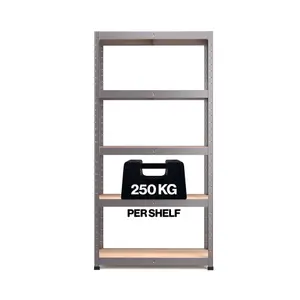 RB BOSS Garage Shelving Unit 5 Shelf MDF Galvanised Steel (H)1800mm (W)900mm (D)400mm