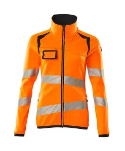 Mascot Accelerate Safe Ladies Microfleece Jacket with Zipper (Hi-Vis Orange/Dark Navy)  (Large)