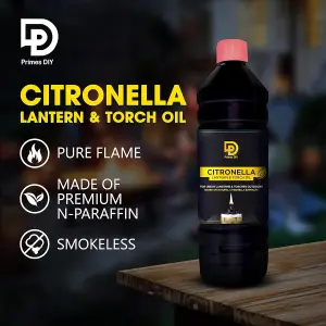 Primes DIY Citronella Lantern Torch and Lamp Oil in 6L,Oil for Garden Burners Tiki Torches,Insect Repelling Smokeless(6 Litre)