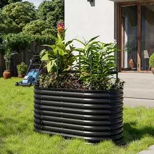 160cm W x 80cm D Oval-Shaped Galvanized Steel Raised Garden Bed Outdoor Use Only