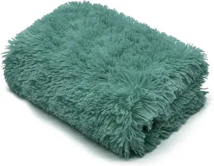 Teddy Fur Throw Blanket With Reversible Plain Sherpa Teddy Fleece Luxury Fluffy Fur Throw Blanket