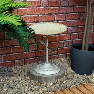 Outdoor Garden Free Standing Weatherproof Pedestal White Metal Bird Bath