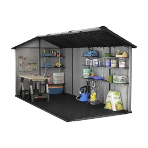 Keter Oakland 7515 Grey Plastic 2 door Shed & 6 windows (Base included)