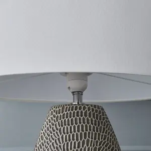 The Lighting Edit Cylinder Satin Stone Crackle effect Table lamp