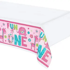 Amscan One Wild Girl Plastic 1st Birthday Party Table Cover Pink (One Size)