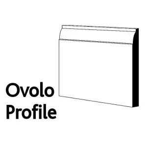 PACK OF 5 (Total 5 Units) - 18mm x 119mm White Primed Ovolo 13 MDF Skirting Board - 4400mm Length