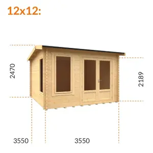 14ft x 12ft (4150mm x 3550mm) Horsforth "The Snowdon" 28mm Log Cabin With 2 Opening Windows