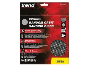 Trend Mesh Random Orbital Sanding Disc 225mm x 80G (Pack 5)