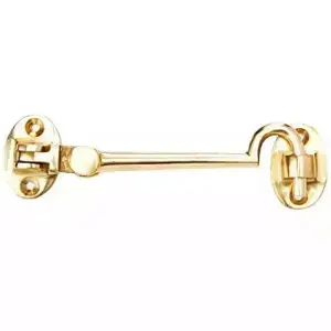 AFIT Polished Brass Heavy Duty Silent Cabin Hook And Eye 75mm