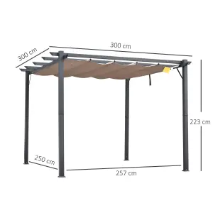 Outsunny 3M X 3M Pergola Gazebo Sun Shade Shelter Aluminium Garden Canopy