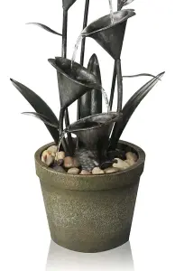 Primrose Howden Flower Solar Powered Cascading Metal Water Feature H66cm