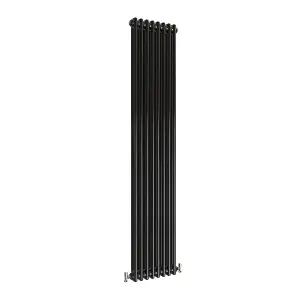 Vertical Black Double Column Radiator (H) 1800mm x (W) 380mm, 5010 BTU.