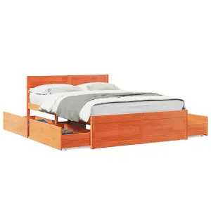 Berkfield Bed Frame without Mattress Wax Brown 120x190 cm Small Double Solid Wood Pine