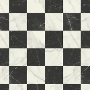 Black and White Marbled Tile Effect Vinyl (3m x 2m)