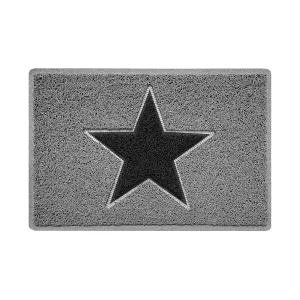 Nicoman Grey & Black Embossed Star Doormat - 60x40cm